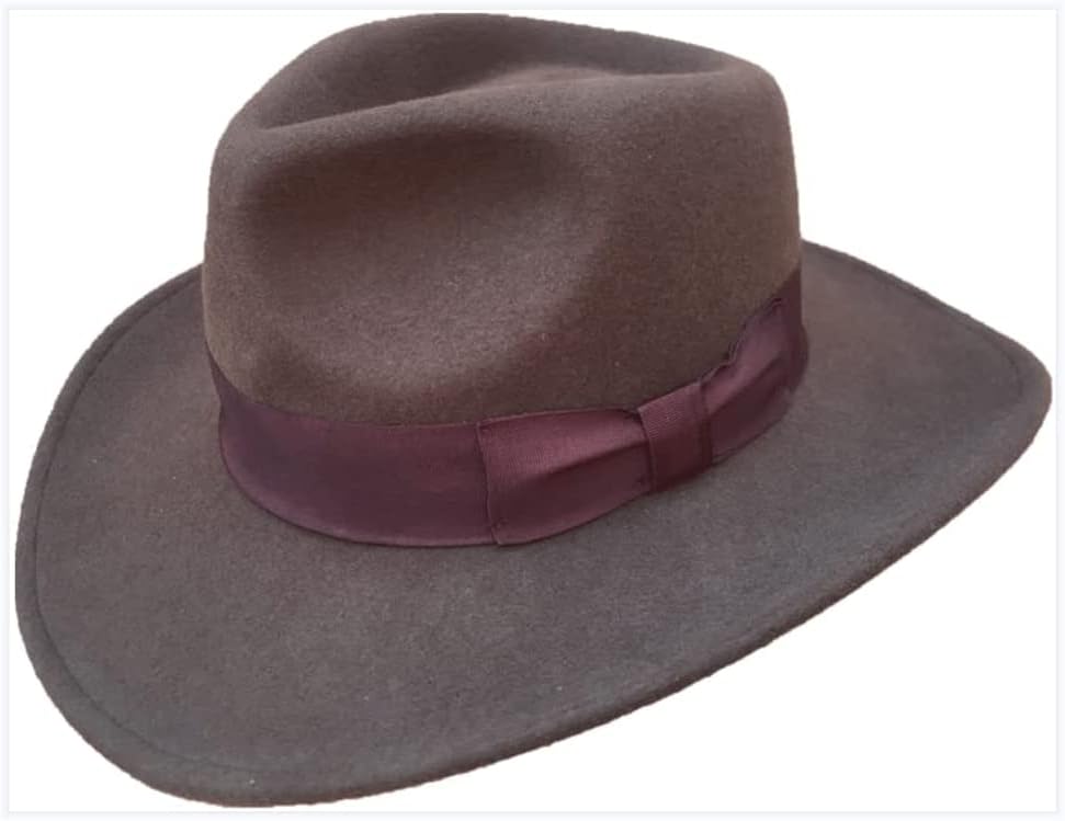 Brown Wool Felt Cowboy Hat Fedora, Fashion Women Jazz Hat Party Cozy Classic Cowboy Hat