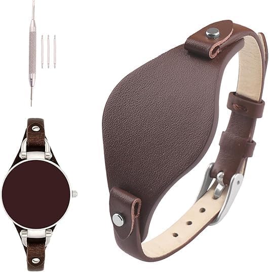 XIW Compatible for 8mm Fossil ES2829 ES2830 ES3060 ES3076 ES3077 women Leather Watch Band Replacement for men Wirstband Strap Bracelet (Brown, 8mm)