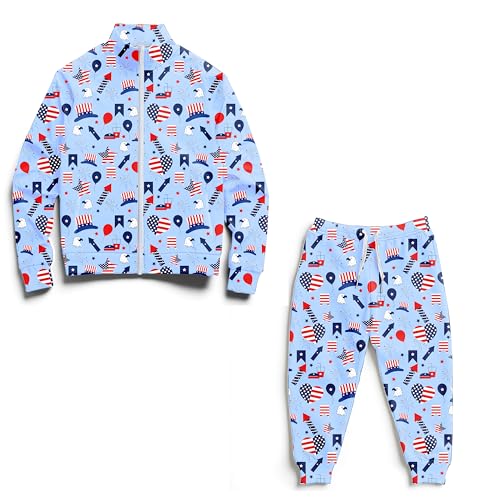 Image of Kids Two-Piece Classic Zippered Sports Jacket Set Sweatpants Jogging Teenager Sportswear Set