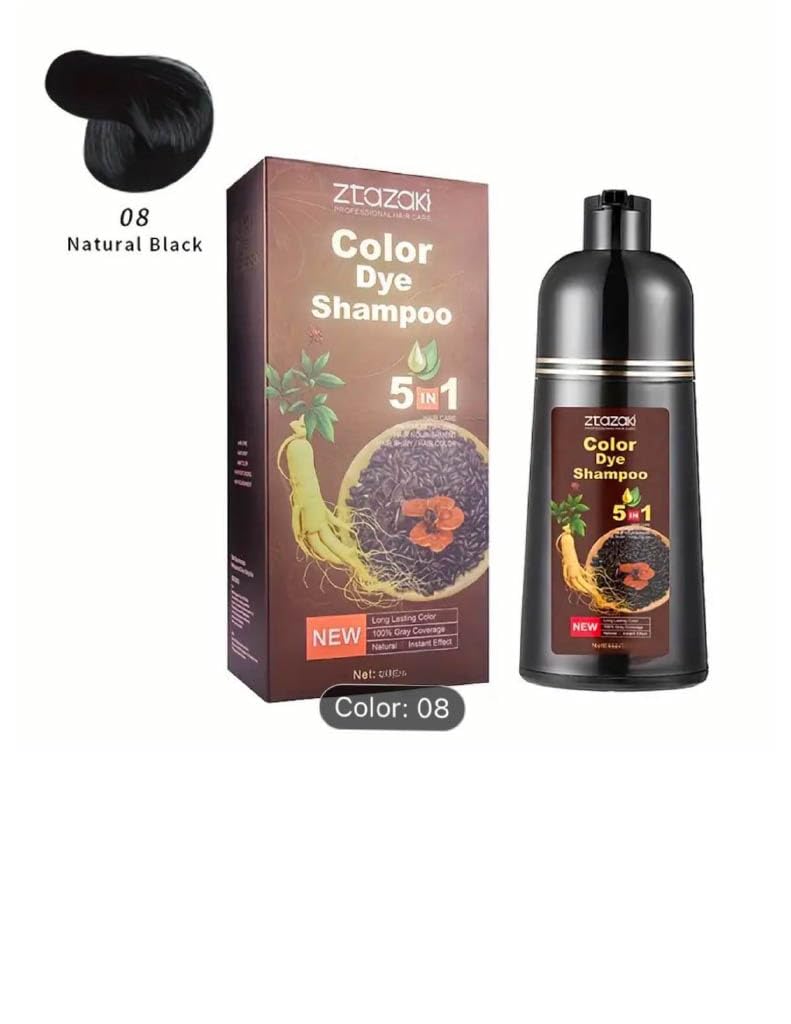 Ztazaki 5-in-1 Colour Dye Shampoo, 250ml, Natural Hair Colouring