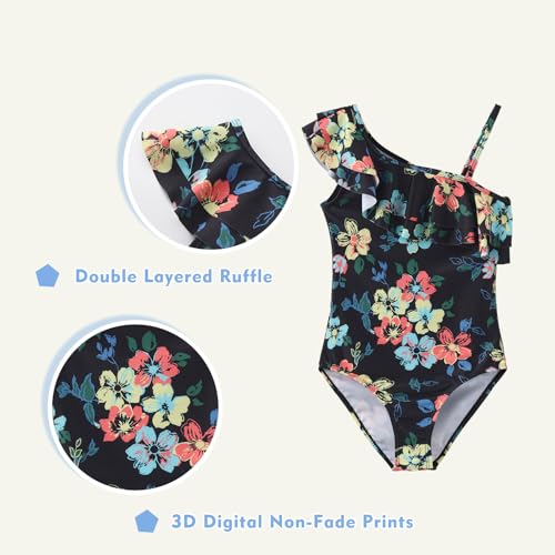 Image of Girls One Piece Swimsuits Hawaiian Ruffle Swimwear Kids Summer Bathing Suit 3-14 Years