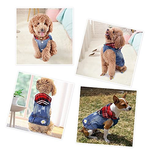 Ymond Dog Jean Jacket Puppy Denim T-Shirt, Machine Washable Lapel Vests, Cool Dog Clothes, Comfort And Cool Pet Apparel For Small Medium Dogs And Cats (Hat + Flower, Xl) #TOP4