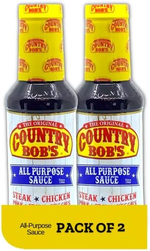 Country Bob's All Purpose Sauce Family Size - All Natural Condiment Sauce for Dipping, Marinating, BBQ Sauce, Steak Sauce - All Purpose Seasoning for Beef, Pork, Chicken, Fish, and Stir Fry Vegetables -23oz (Pack of 2)