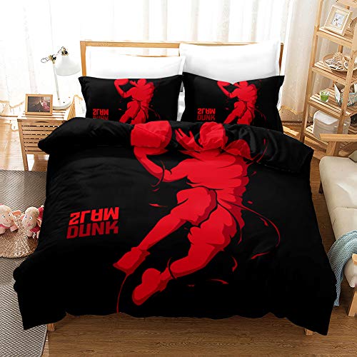 AYMAING Ensemble De Literie Basket-Ball Sport Style Super Doux Housse De Couette Taie d'oreiller Fermeture éClair pour Enfants GarçOns Homme Cover