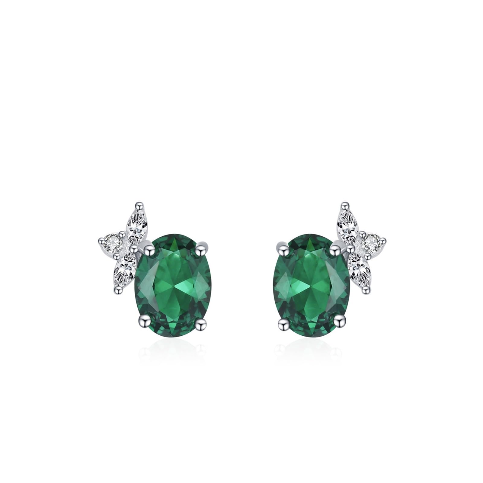 Kolczyki sztyfty białe złoto 750 585 375 damskie kolczyki damskie z owalnym liściem 1,5 ct szmaragd i moissanite kolczyki na sztyfcie, prawdziwa biżuteria ślubna, białe złoto