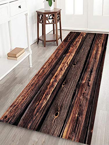 Dark Brown Old Wooden Board Print Memory Foam Bath Rugs And Doormats Non Slip Absorbent Super Cozy Flannel Bathroom Rug Carpet 47X18 Inches #TOP3