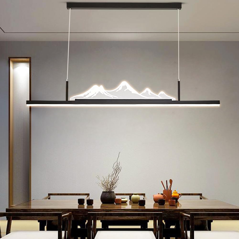Lampada da tavolo da biliardo Lampada a sospensione lineare a LED Lampadario con dimmerazione lineare dorata per sala da pranzo Lampada a sospensione a striscia lunga bianca nera per isola cucina