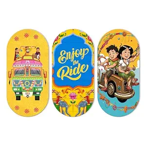 Artvibes Enjoy The Ride Travel Quote Wooden Wall Hanger for Home | Office | Living Room | Gift | Modern Decoration Items | Kitchen Wall Decor | Artworks (WH_9015N), Set of 3