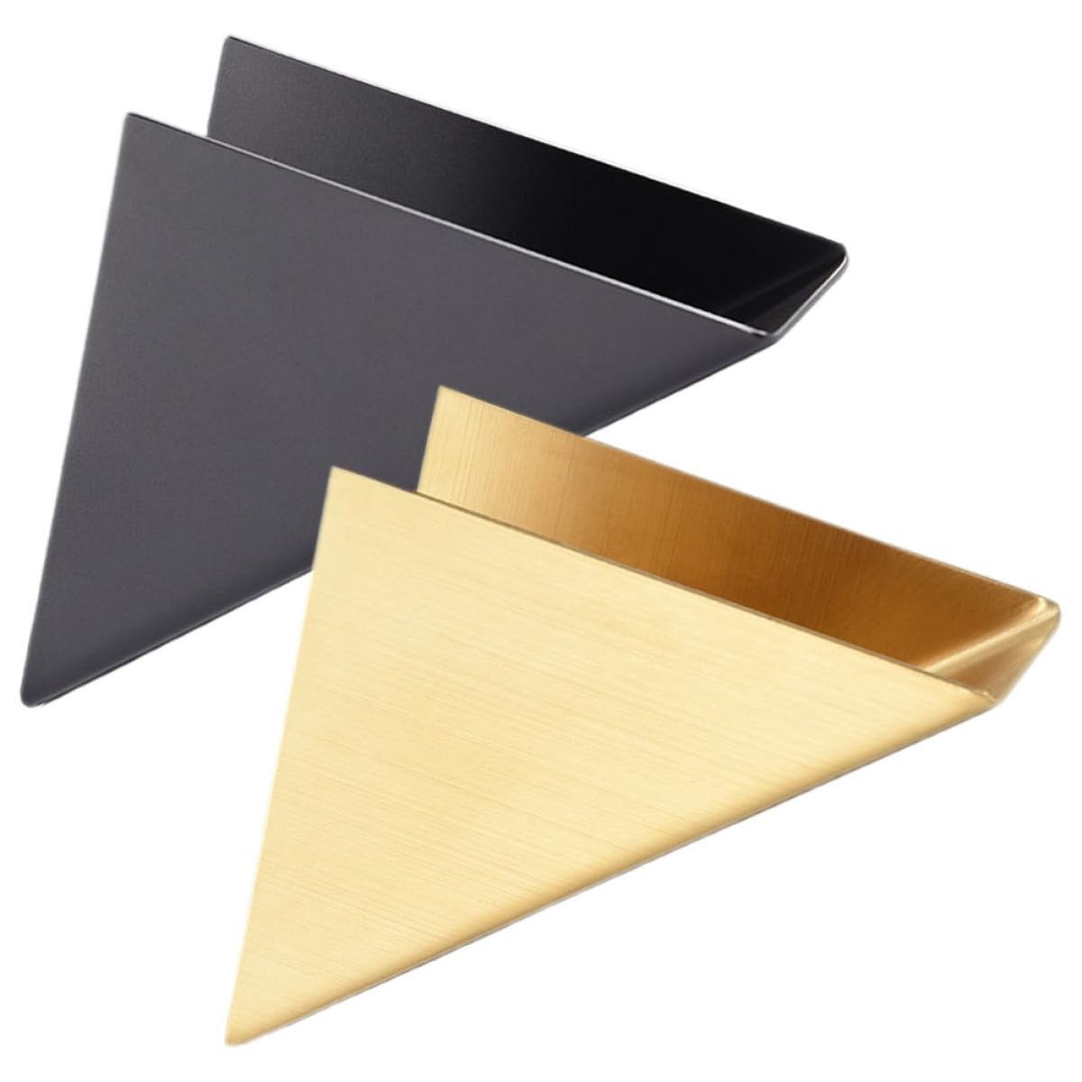 Servilleteros de Mesa de Acero Inoxidable 2 Unidades, Soporte Triangular Metálico Negro y Dorado, para Cocina, Restaurante y Cafetería, Dispensador Servilletas de Papel Resistente
