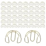 Clips Papel Profesor,50 Sujetapapeles De Metal Dorado Con Forma De Auricular - Sujetapapeles De Oficina,Para Hogar Profesor Alumno Escuela Organizador Gabinete Cajón Papelería