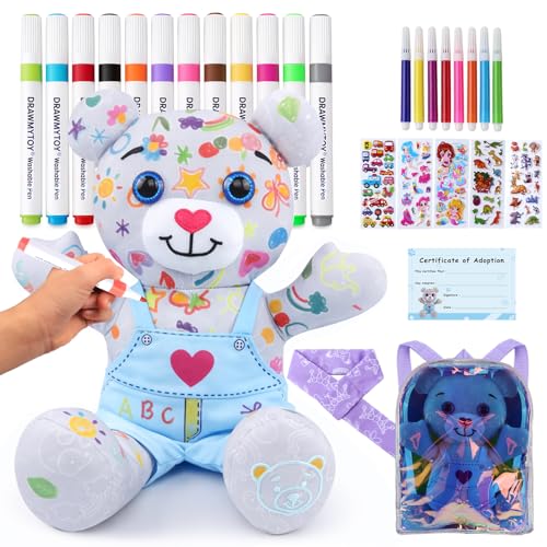 DRAWMYTOY DIY Coloring Plush Toy with Washable Markers,...