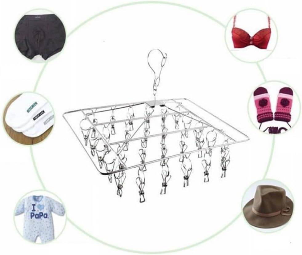 DOITOOL Sock Drying Rack, Silver Stainless Steel 26 Pegs Single Layer