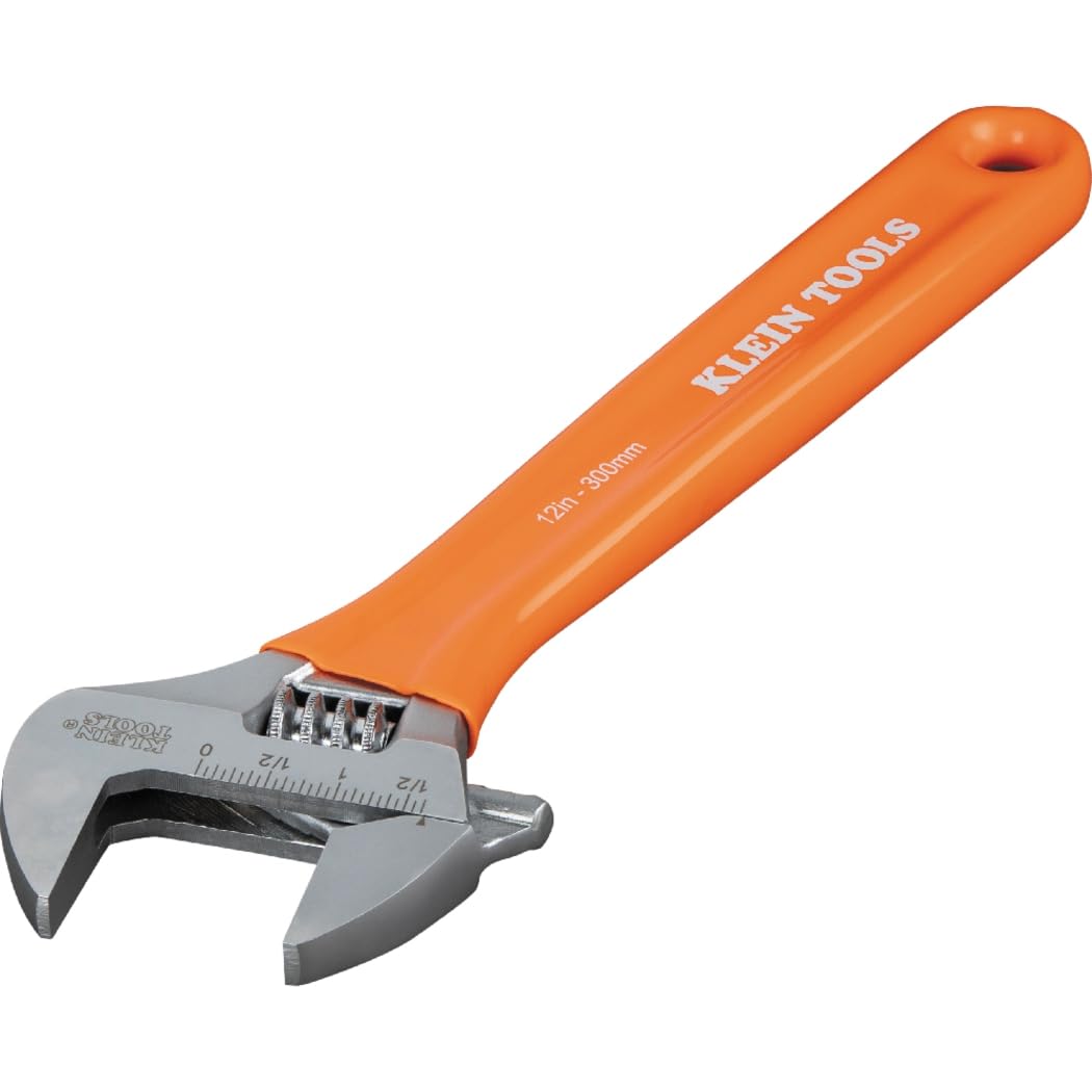 Klein Tools O50712 Verstellbarer Schraubenschlüssel, extra Kapazität, geschmiedeter, wärmebehandelter legierter Stahl, SAE, metrische Skalen, kunststoffgetauchter Griff, 30,5 cm