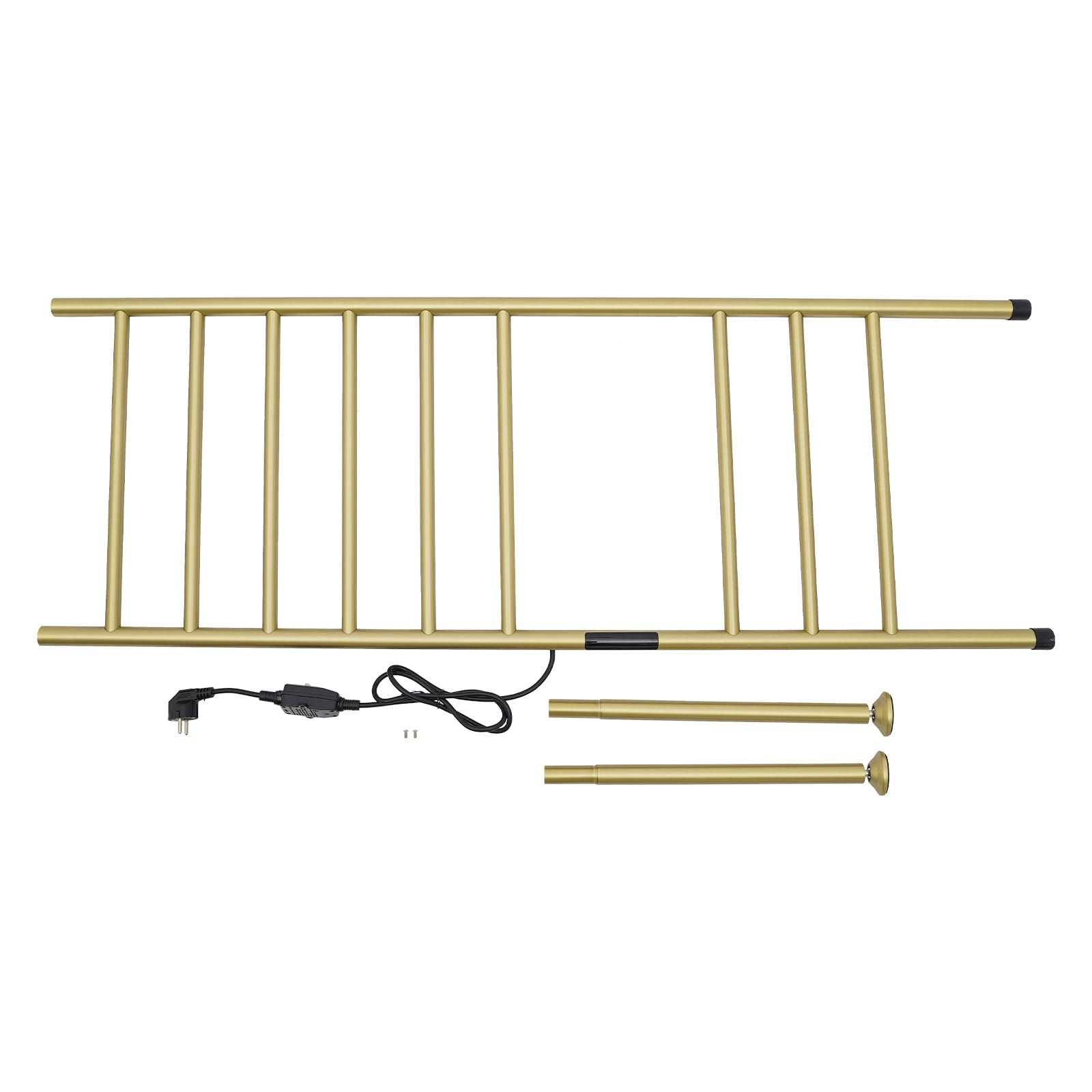 Toallero eléctrico, escalera independiente con temporizador 1-24H, 45-70 °C, 180 W, calentador de toallas de pie, 9 travesaños (dorado)