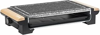 H.Koenig Grill électrique 2 en 1 et Pierre à cuire pour 8 personnes - RP320 multifonction, Grande Pierre granit, Grillade électrique Viandes Légumes Barbecue de table, Bac amovible, Nettoyage facile