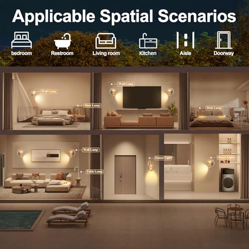 Aplique de Pared LED Madera Oscura Regulable Táctil Giratorio 360 Grados 7