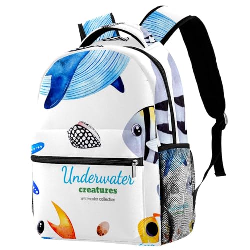 Sac à dos d'école dauphin et monde sous-marin pour adolescents et filles - 29.4x20x40cm