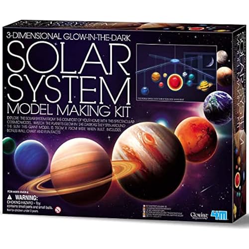 4M 3D Glow-in-the-Dark Solar System Mobile Making Kit - DIY Science Astronomy Learning Stem Toys Educational Gift for Kids & Teens, Girls & Boys