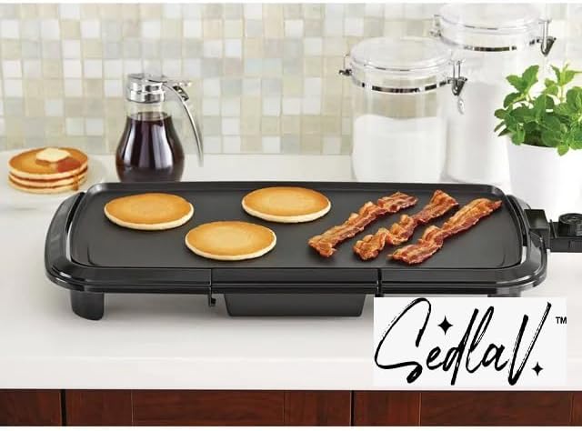 SEDLAV Adjustable Temperature Control 20" Black Griddle - Dishwasher-Safe for Easy Cleaning