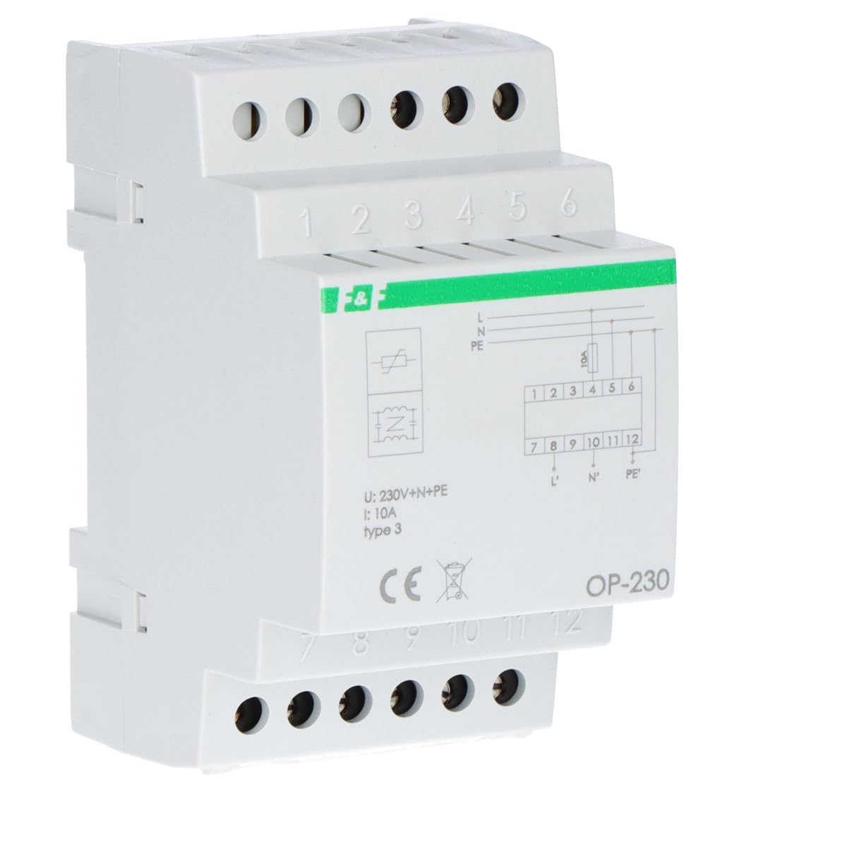 Limitatore di sovratensione D con triplo filtro anti-interferenza 2P 1kV OP-230 f&f 5908312596110