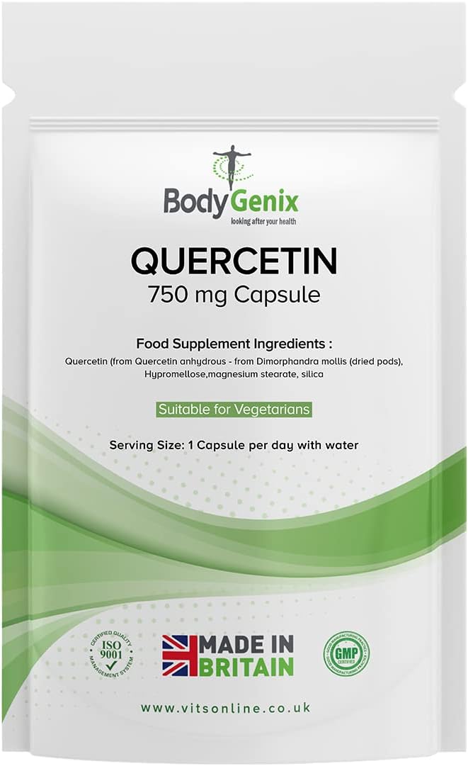 Quercetin 750mg Veg Capsule Bodygenix UK Manufactured Energy Booster