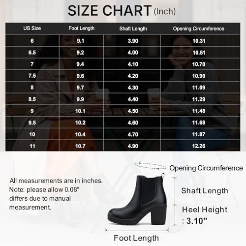 Vepose Women’s Ankle Chunky Heeled Boots, Black Platform Chelsea Retro Short 999 Booties with Zipper, Size 6M US, (CJY999 Black 06) by Vepose - Used condition - Image 8