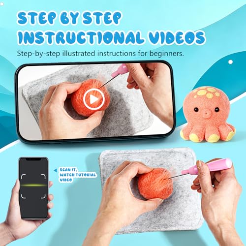 Image of Gipony Needle Felting Kit,5Pieces Animal Making Wool Needle Felting Starter Kit with Instruction,Felting Kits for Beginners Adult,Needle Felting kit Beginner,Wool Felting kit,
