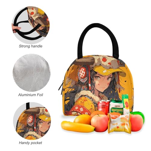 Backpack Lunch Bag Set Tribal Warrior Anime Print, Big Storage Travel Backpacks with Insulated Lunch Box for Office Hiking Picnic4