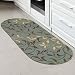 Ottomanson Ottohome Collection Collection Contemporary Leaves Design Non-Skid Rubber Backing Modern Area Rug, 2' X 5' Oval, Seafoam
