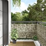Homgoday Paravent für Balkon mit Steinoptik, 300 x 75 cm, PVC, Sichtschutz für den...