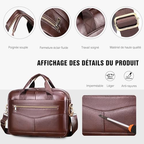 Porte-documents business cuir de qualite supérieure style retro