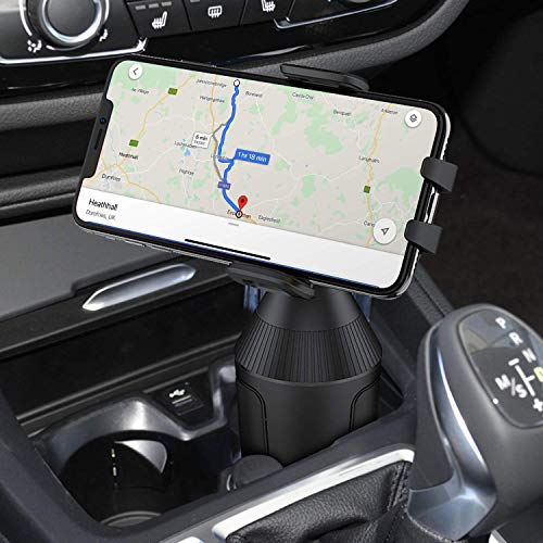 WixGear Cup Holder Phone Mount with Adjustable Neck, Cellphone Holder for Car, Upgraded Cup Phone Holder for Car, Compatible with iPhone, Samsung, Google, Expandable Side Arm, Sturdy Base