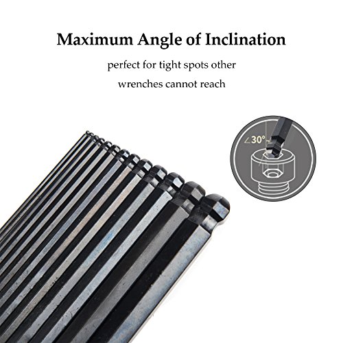 CO-Z Hex Key Allen Wrenches, 26 Pcs Metric/Inch Ball End Long Hex Tool Set, Folding L Keys with Knotched End, Complete L-Wrench Tools Kit for Turning Screws with Foldable Case