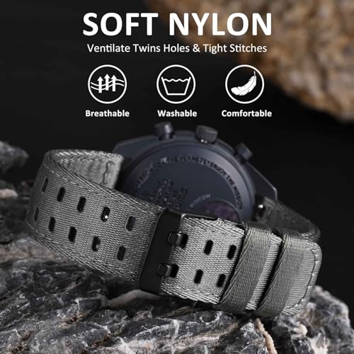 Image of WOCCI Double Holes Nylon Watch Bands, Silky Nylon Straps, Quick Release, Compatible Watch Lug Width 18mm 20mm 22mm