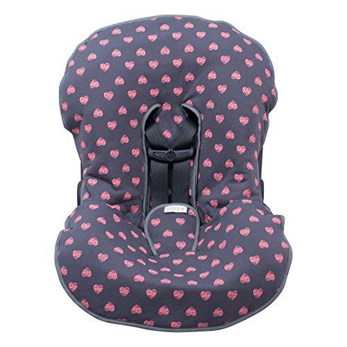 Image of JYOKO Kids Universal Padded Cover Liner for Baby car seat Gr 0/100% Cotton Made (Compatible with Maxi COSI, Chicco, Britax and More) (Fluor Heart)