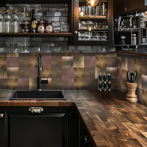 Image of 40 PC Pack (6X6) Thin Art Artistic Bohemian Peel and Stick Wall Sticky Backsplash Vinyl Waterproof Removable Tile Sticker Decals for Bathroom & Kitchen, (F, 6X6)