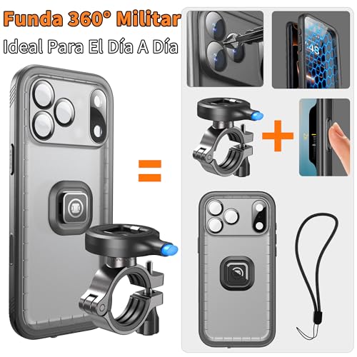 Cozycase Soporte Movil Bicicleta Moto para iPhone 17 Pro MAX Impermeable Antivibracion Suporte Telefono Manillar MTB Btt Scooter Patinete Bici Electrica Carretera Motocicleta Metal Bike Phone Holder - imagen 8