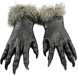 Merkaunis 2 Pcs Wolf Claws Glove Paws for Adult Men Women, Scary Wolf Claws Gloves for Cosplay, Halloween Werewolf Glove for Halloween Christmas Party, a Pair of Wolf Gloves, 16 * 5.5 Inches Brown