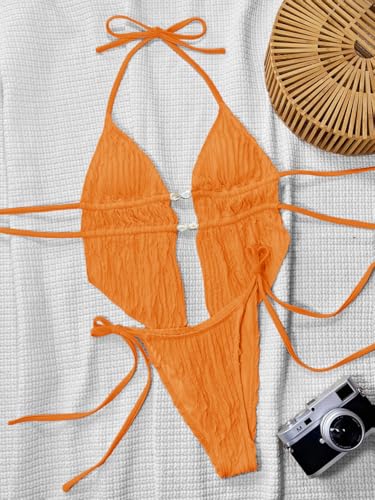 Image of RoseSeek Women's 2 Piece Boho Polka Dots Beaded Bikini Sets Sexy Swimsuits