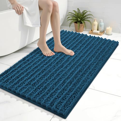 Image of Arotive Luxury Bathroom Rugs 36x24, Extra Soft Thick Absorbent Shaggy Chenille Bath Rugs, Machine Wash Dry, Bath Mats for Bathroom Floor, Tub and Shower, Home Decor Accessories, Peacock Blue
