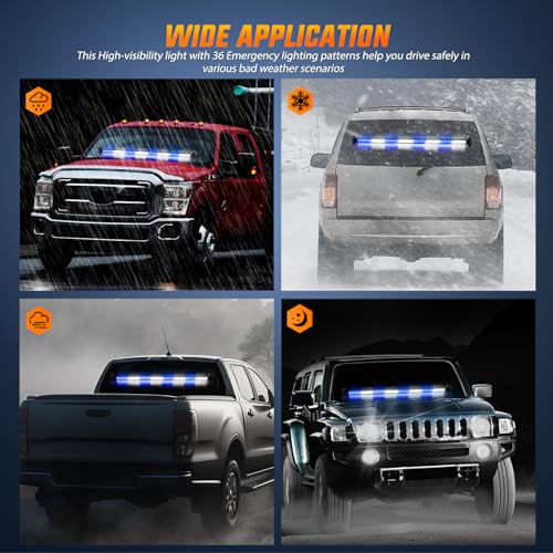Image of Nilight 144LED Traffic Advisor Strobe Light Bar with Controller Blue White | Emergency Warning Lights Hazard Interior Front /Rear Windshield Flashing for Cars Plow Trucks Construction Vehicles