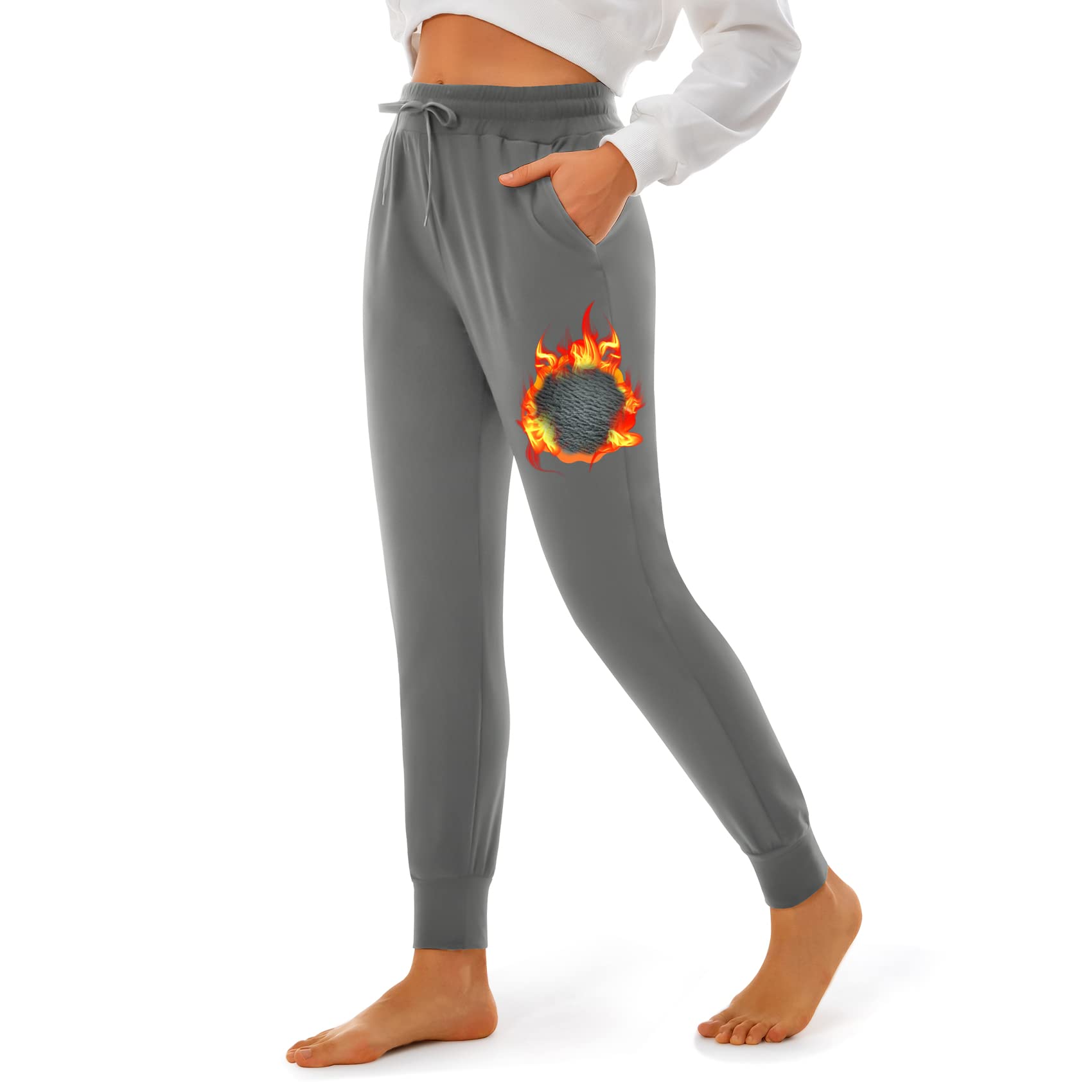 Fleece Lined Sweatpants For Women Womens Thermal Joggers With