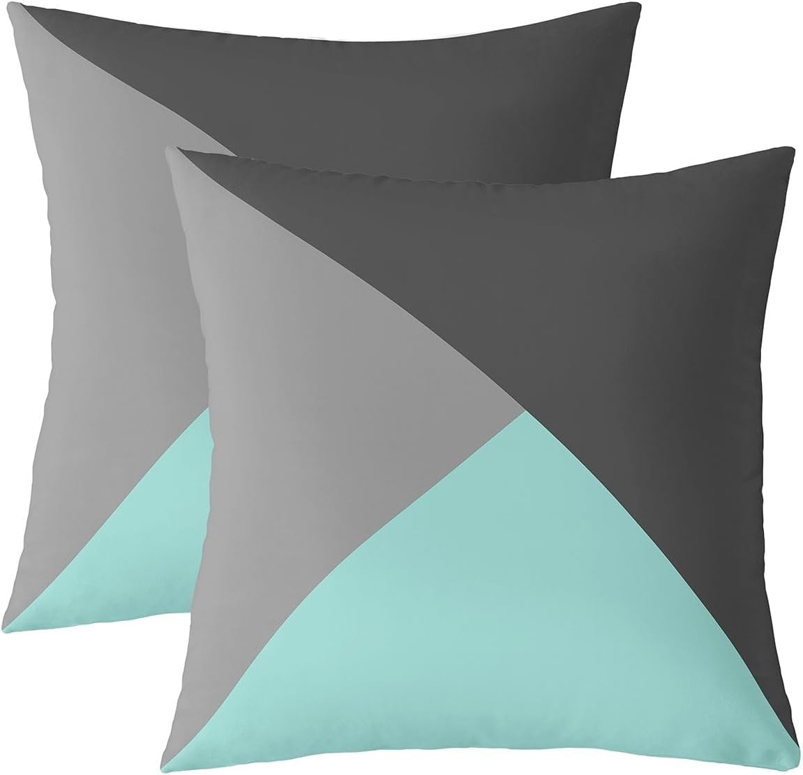 Erosebridal Set of 2 Turquoise Triangle Cushion Covers Teal Dark Gray and Light Grey Throw Pillow Covers 24x24,Gamer Patchwork Pillow Covers Modern Abstract Decorative Accent Pillow Cases