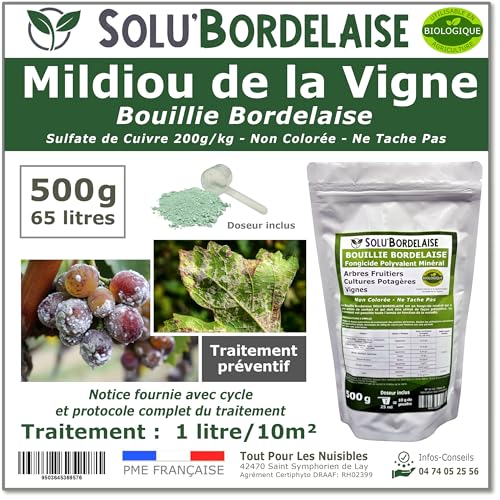 Solu'Bordelaise - 500 g de Bouillie Bordelaise - Mildiou de la Vigne - Utilisable Agriculture Biologique - Sachet Refermable