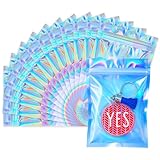 Cherodada 100 Stück geruchsdichte Beutel, wiederverschließbar, holografische Beutel für Partygeschenke, lebensmittelechte Aufbewahrung, Verpackungsprodukte (7,6 x 10,2 cm)