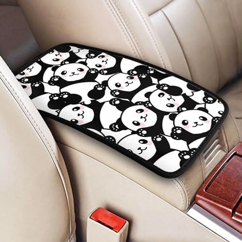 THOEWONG Cute Panda Auto Center Console Cover Soft Car Armrest Cushion Seat Box Cover Pad Accessories for Most Vehicles Truck SUV
