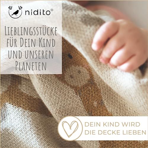 Nidito Bio-Baumwoll Babydecke - Elefant, Löwe, Giraffe, Beige, Grau, Natur - Junge/Mädchen Strickdecke – Bild 8
