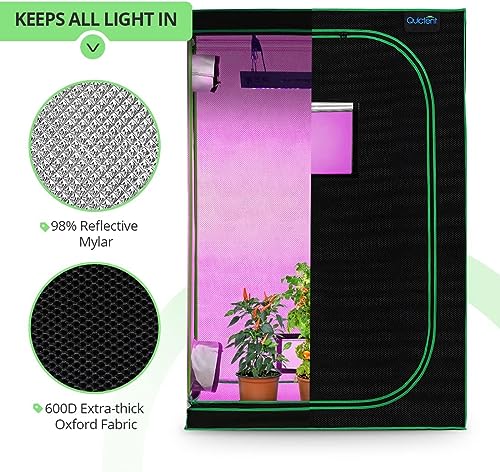 Quictent 96"X96"X78" Reflective Mylar Hydroponic Grow Tent With Heavy Duty Anti-Burst Zipper And Floor Tray For Indoor Plant Growing 8’X8’ #TOP4