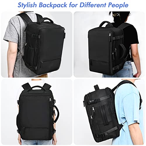 Rinlist Carry-On Backpack For Men Women, Black Travel Backpack Flight Approved, Anti Theft Casual Daypack, Weekender Backpack For Hiking Sport Gym, College Bookbag Computer Bag Fits 15.6 In Laptop #TOP7