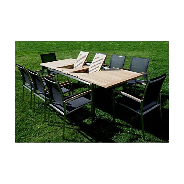 Patioco Gartengarnitur Kuba Teak & 8 Sessel Schwarz